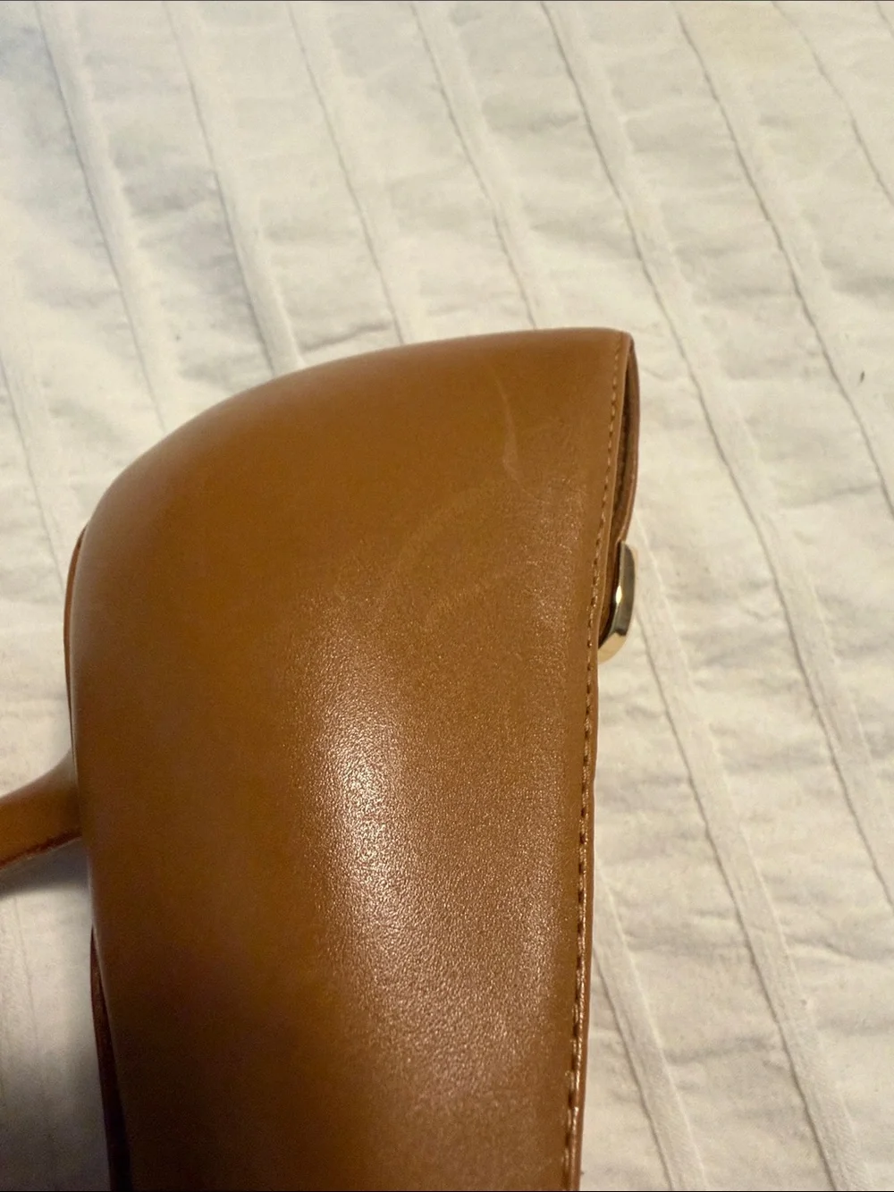 Tory Burch Elizabeth Pump Cognac Pointed-Toe Leather Flats size 8 Low Heel